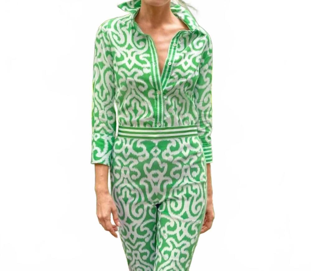 NEW GRETCHEN SCOTT arabesque shirt in kelly